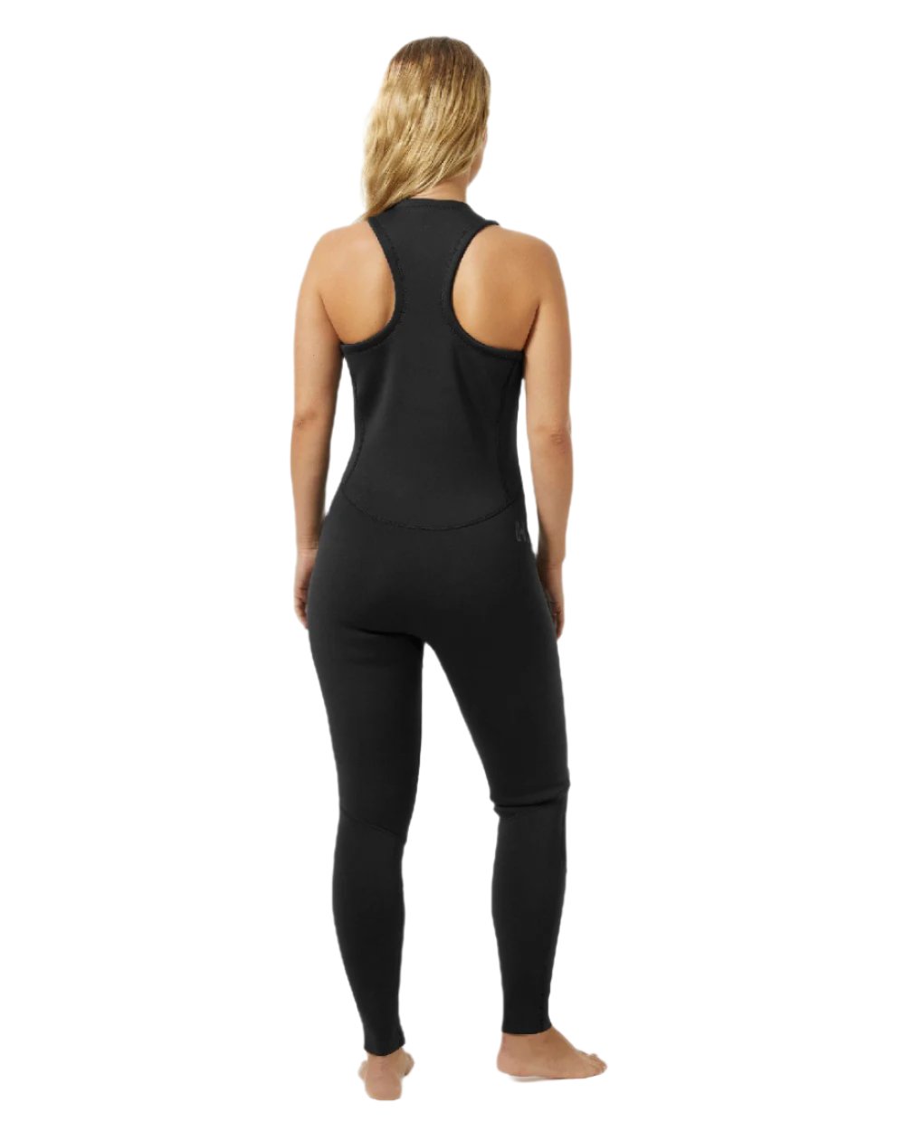 Black coloured Helly Hansen Womens Waterwear Salopette 3/2 on grey background