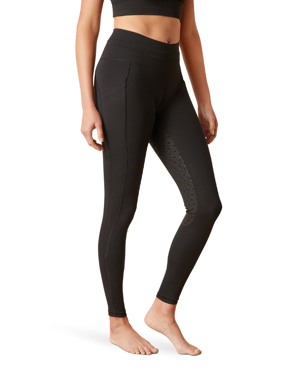 Black Coloured Ariat Womens Eos 2.0 Full Seat Tight On A White Background