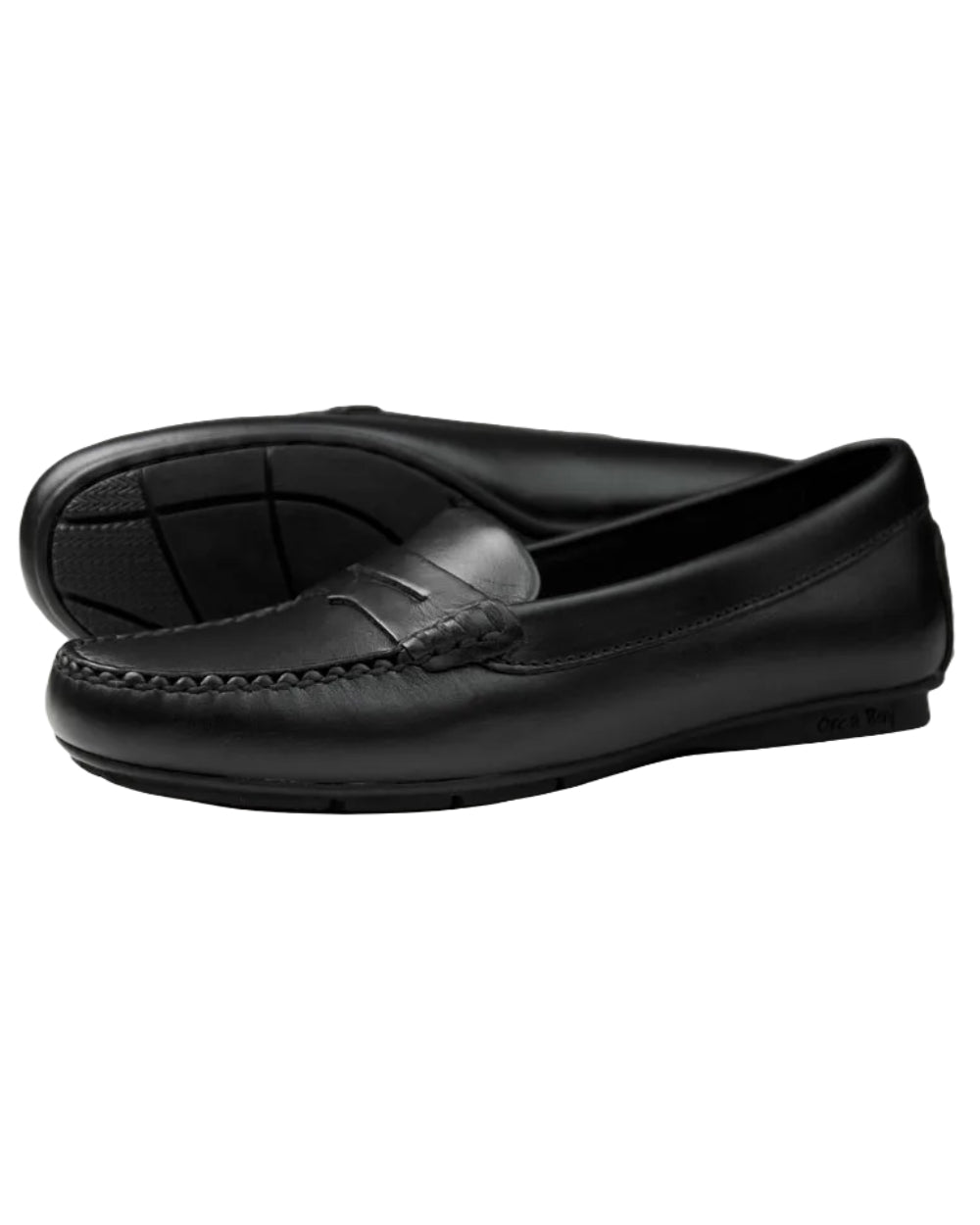 Black Coloured Orca Bay Womens Florence Suede Loafers On A White Background 
