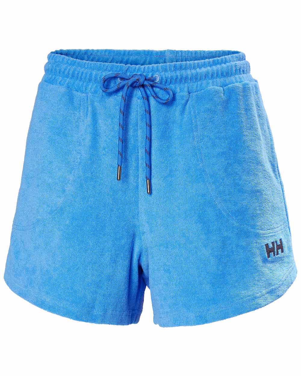 Ultra Blue coloured Helly Hansen womens siren towelling shorts on white background 