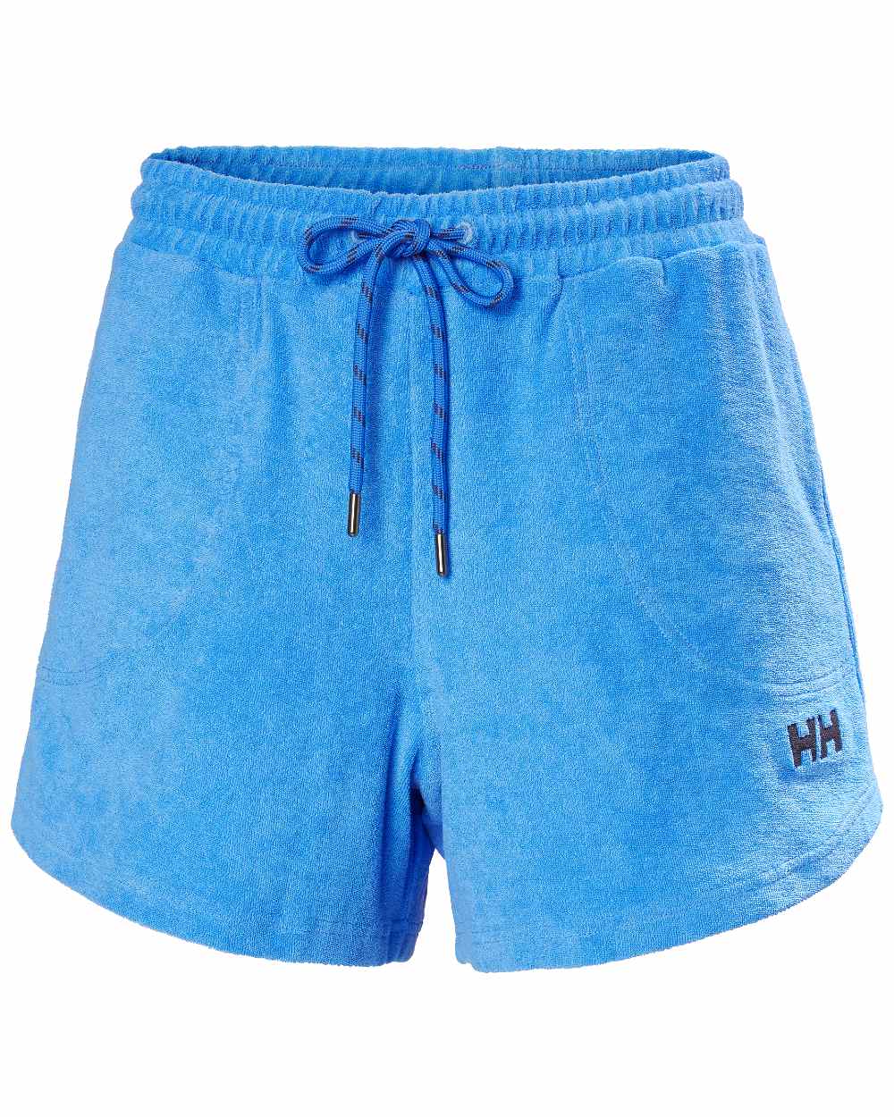 Ultra Blue coloured Helly Hansen womens siren towelling shorts on white background