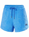 Ultra Blue coloured Helly Hansen womens siren towelling shorts on white background #colour_ultra-blue