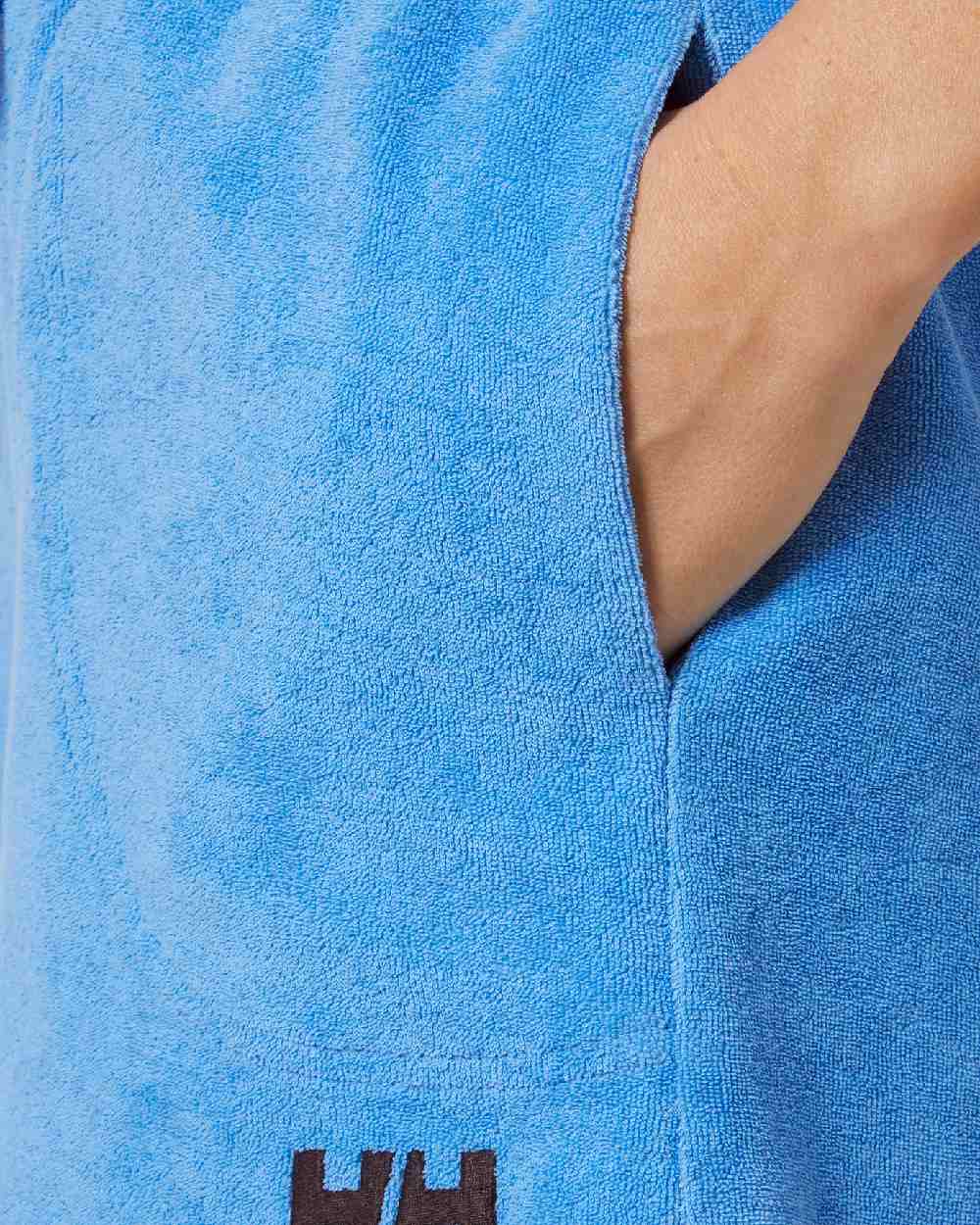 Ultra Blue coloured Helly Hansen womens siren towelling shorts on white background