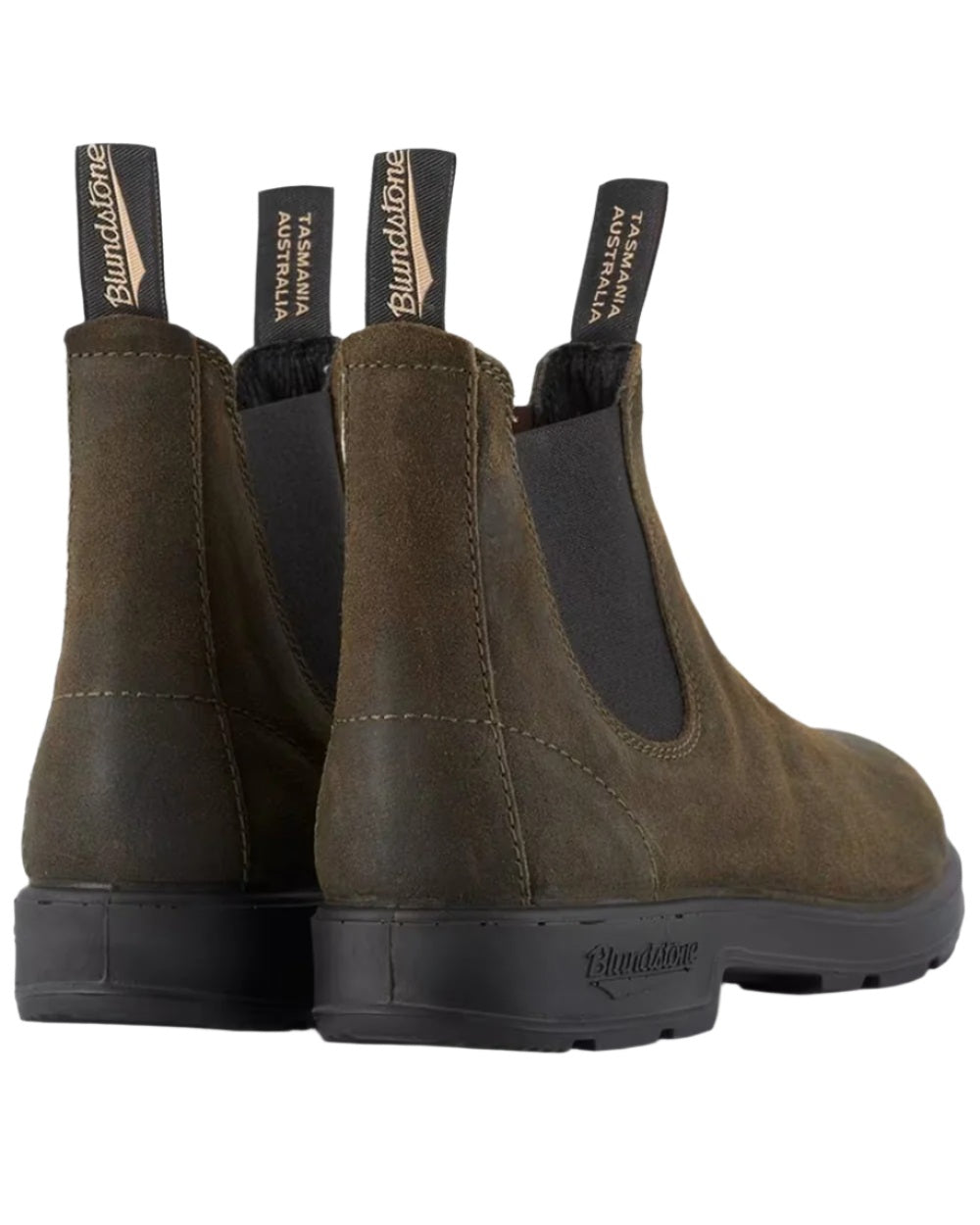 Dark Olive coloured Blundstone 1615 Classic Waxed Suede Chelsea Boots on white background