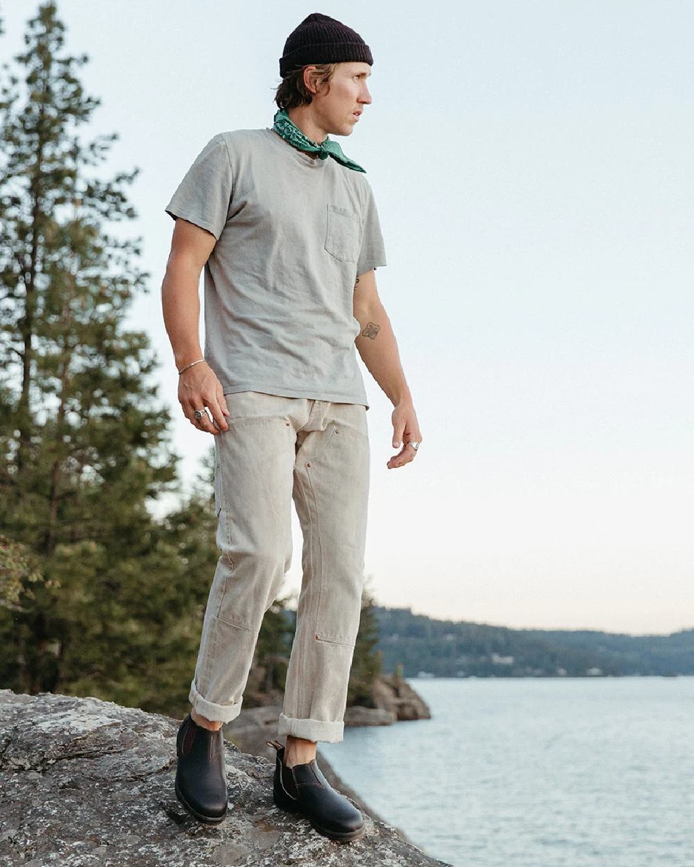 Stout Brown Coloured Blundstone 2038 Stout Brown Shoes on outdoor background