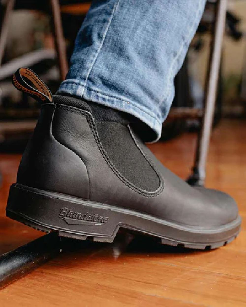 Black Coloured Blundstone 2039 Black Chelsea Boots on Indoor background
