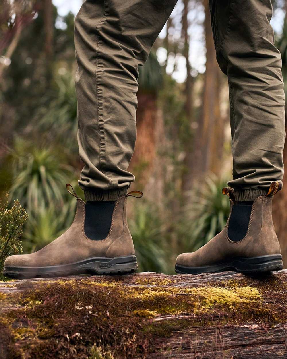 Rustic Brown Coloured Blundstone 2056 Rustic Brown Chelsea Boots on outdoor background