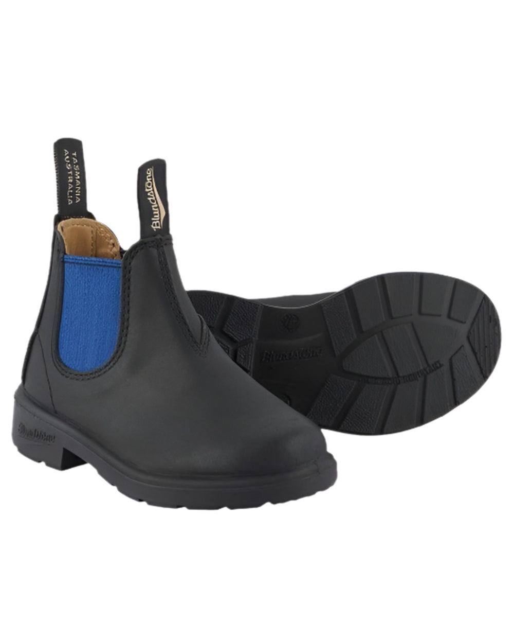 Black Blue Coloured Blundstone Childrens 580 Black Blue Chelsea Boots on white background