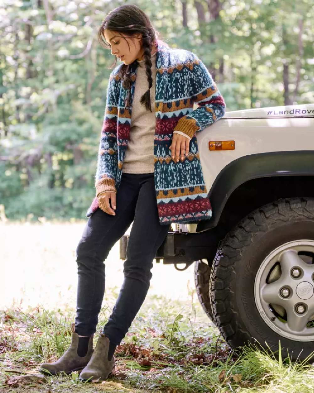 Rustic Brown coloured Blundstone Womens 1677 Leather Boots on forest background