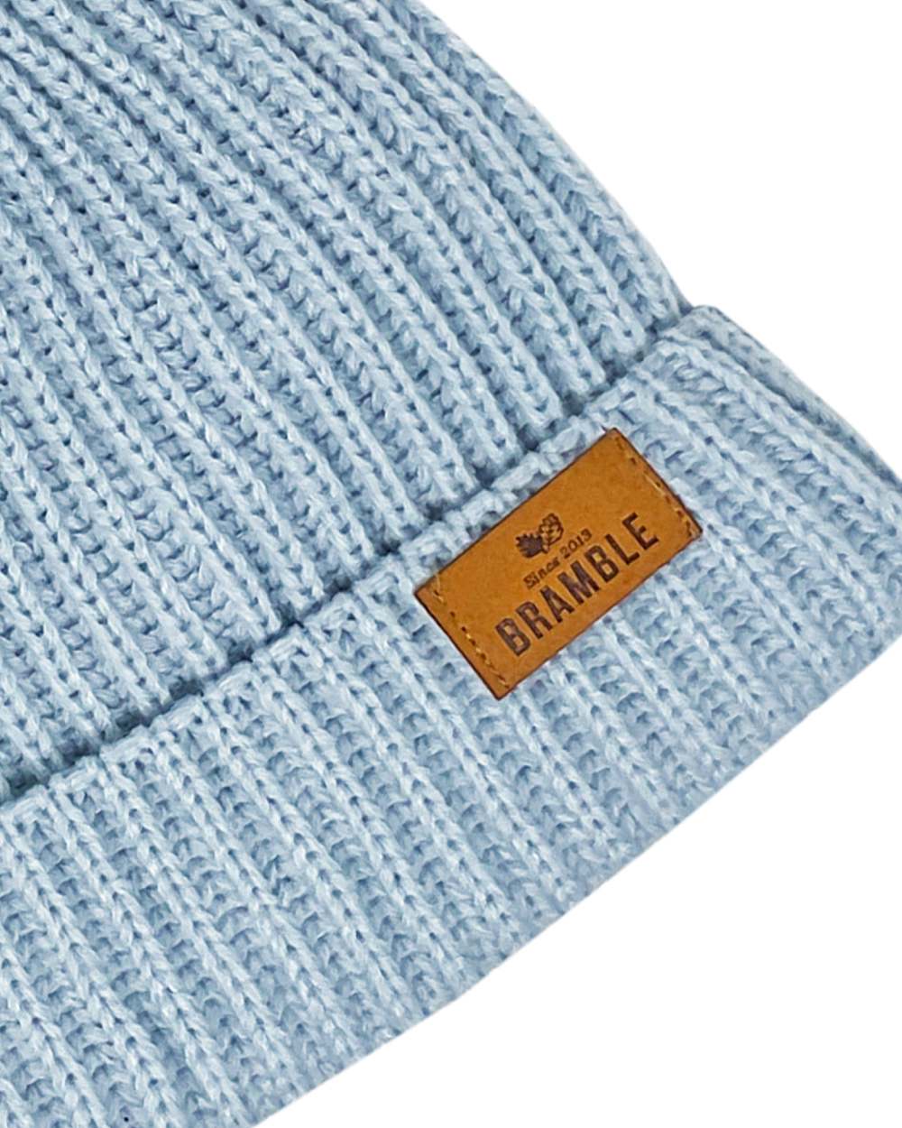 Sky Blue coloured Bramble Womens Three Piece Ribbed Hat Gloves Scarf Set on white background