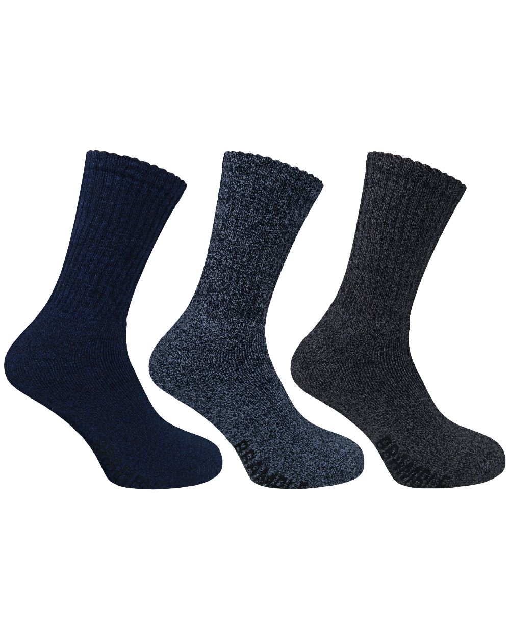 Blue Grey Mix coloured Bramble Mens All Terrain Socks Triple Pack on white background