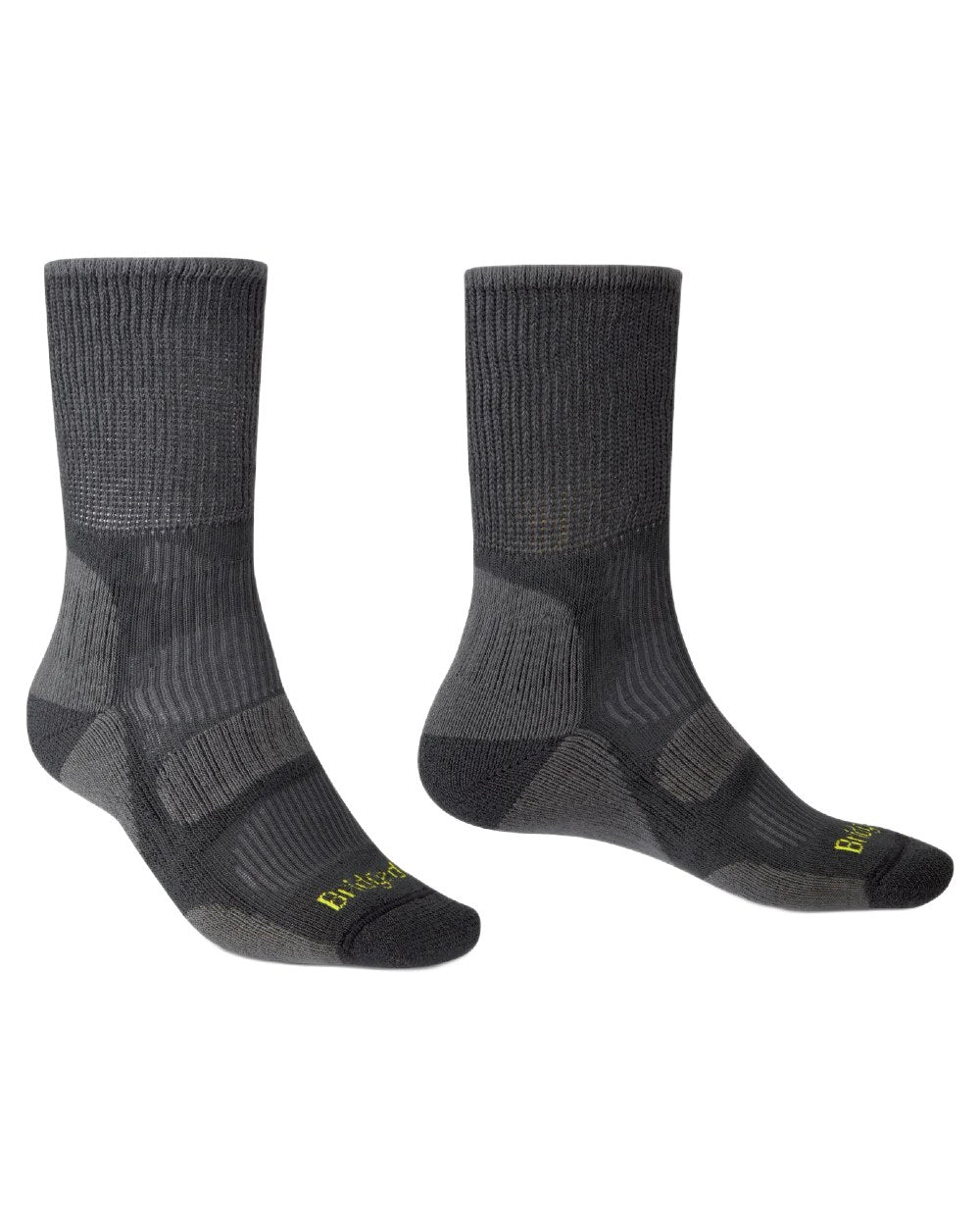 Black coloured Bridgedale Lightweight Cotton Cool Socks on white background