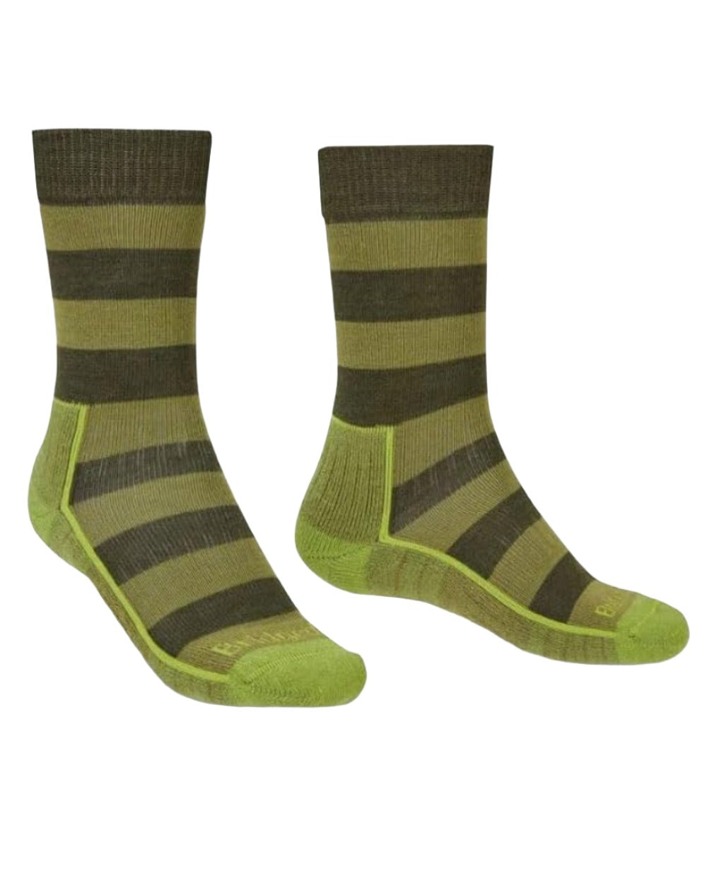 Green Dark Green coloured Bridgedale Lightweight Merino Performance Boot Socks on white background