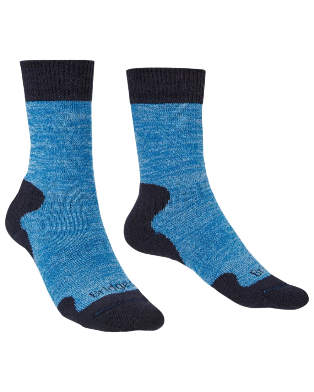 Blue Marl coloured Bridgedale Womens Explorer Heavyweight Comfort Socks on white background
