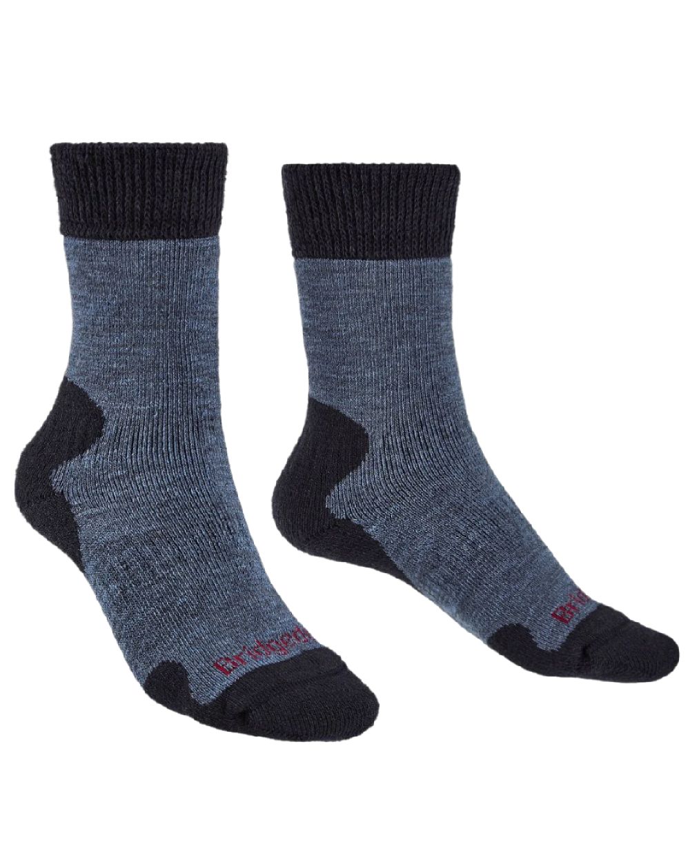 Storm Blue coloured Bridgedale Womens Explorer Heavyweight Comfort Socks on white background