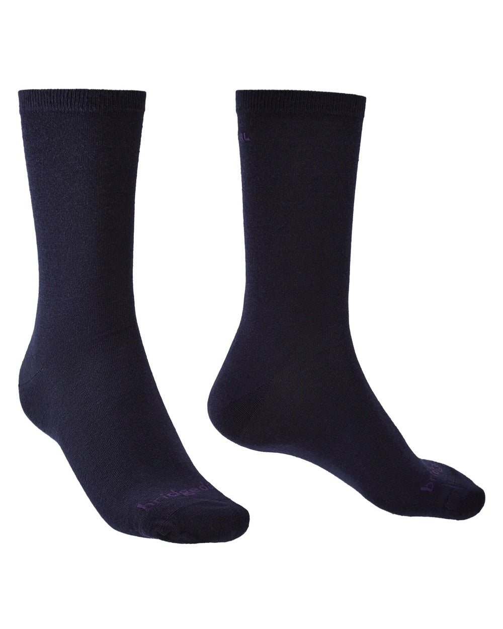 Navy coloured Bridgedale Base Layer Thermal Liner Socks on white background