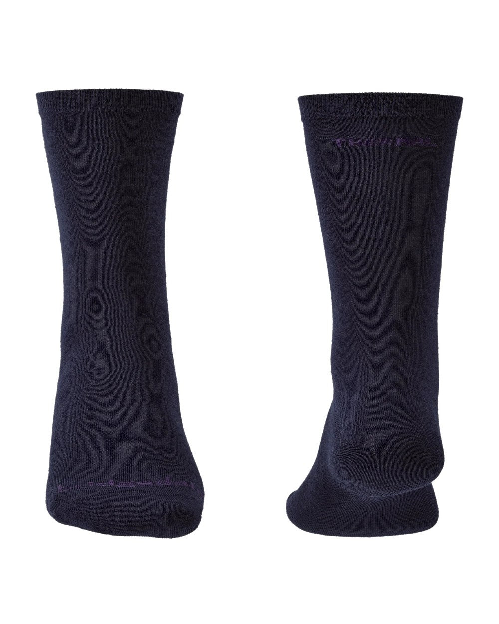 Navy coloured Bridgedale Base Layer Thermal Liner Socks on white background