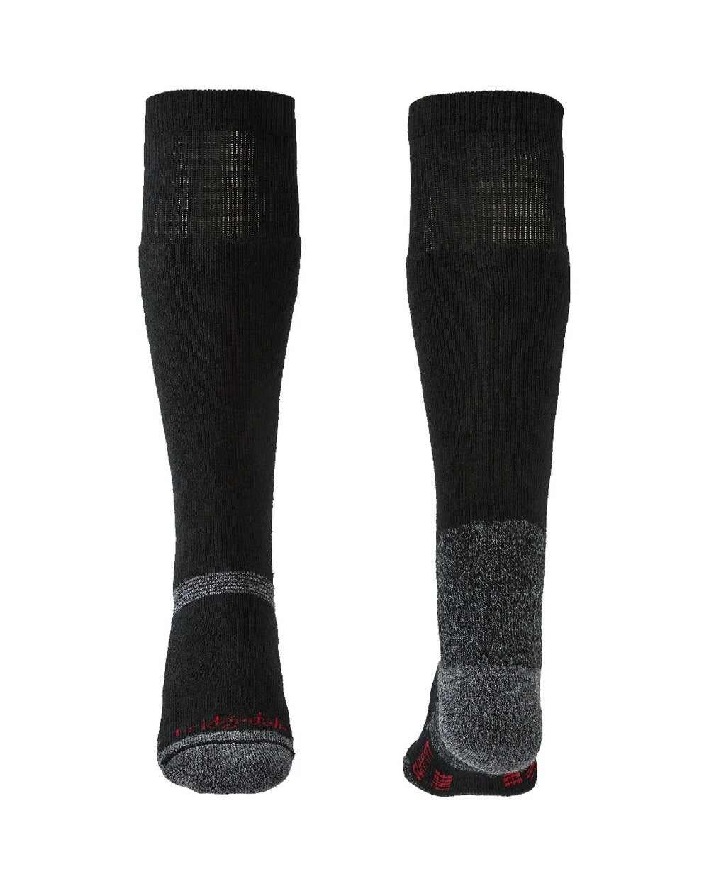 Black coloured Bridgedale Heavyweight Merino Performance Knee Socks on white background