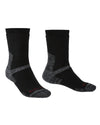 Front of Black coloured Bridgedale Heavyweight Merino Performance Socks on a white background #colour_black