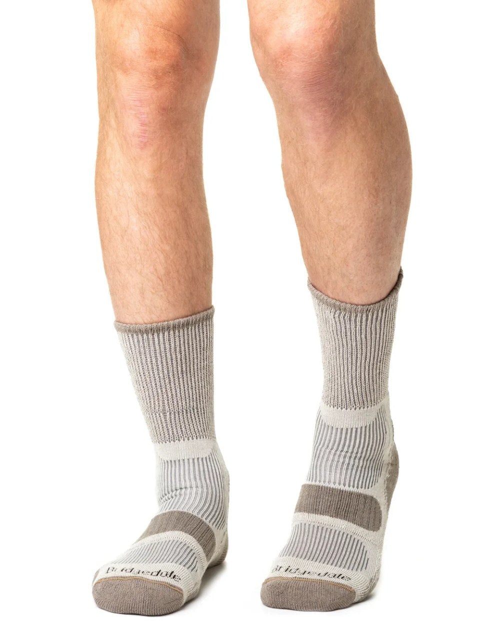 Sand coloured Bridgedale Hike Lightweight Cotton Cool Socks on white background
