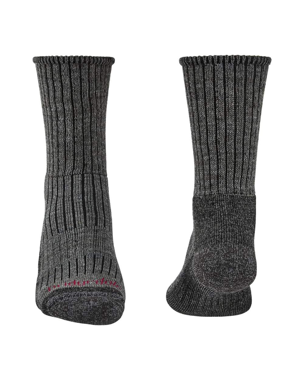 Charcoal coloured Bridgedale Hike Midweight Merino Comfort Socks on a white background
