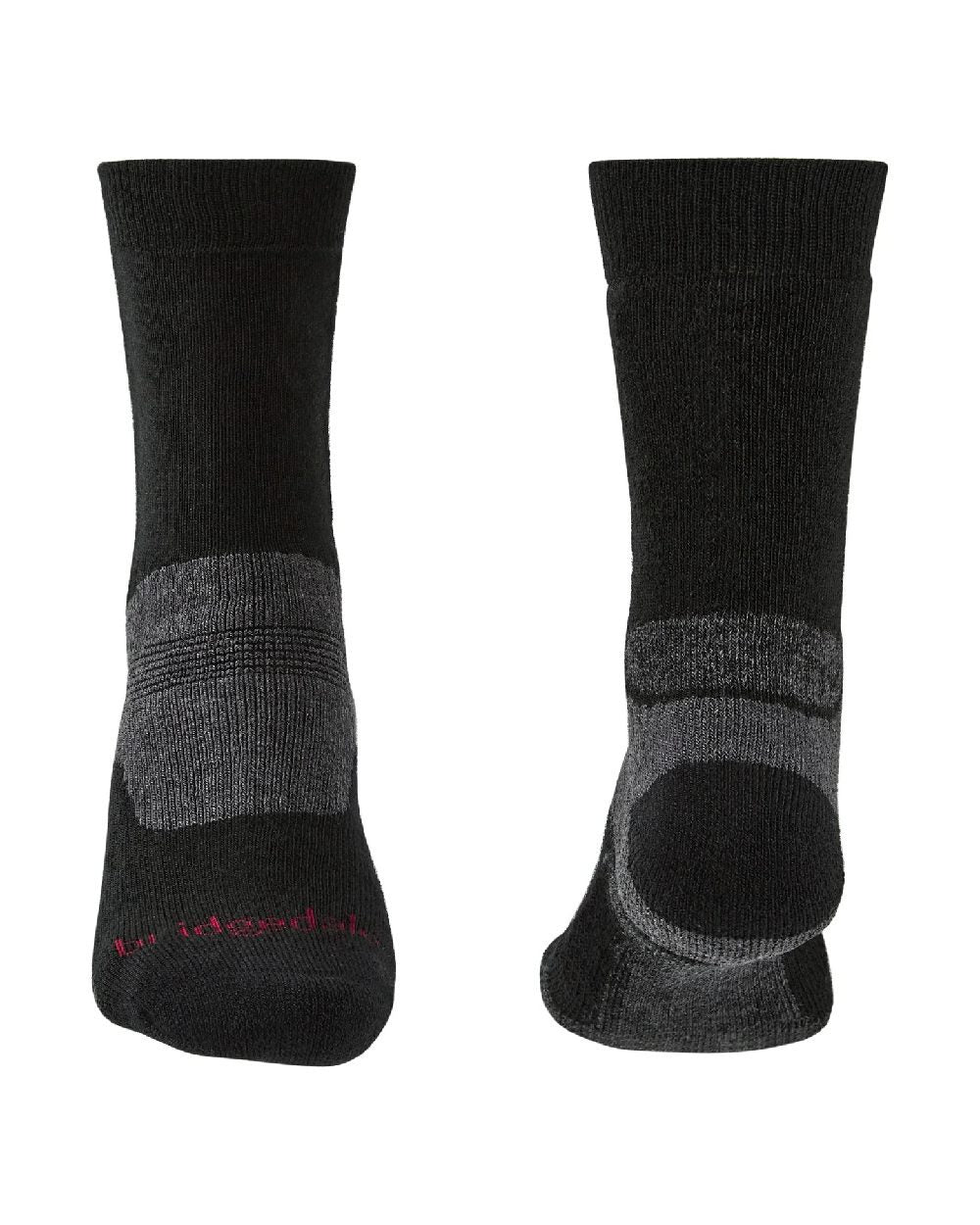 Black coloured Bridgedale Hike Midweight Merino Performance Socks on white background
