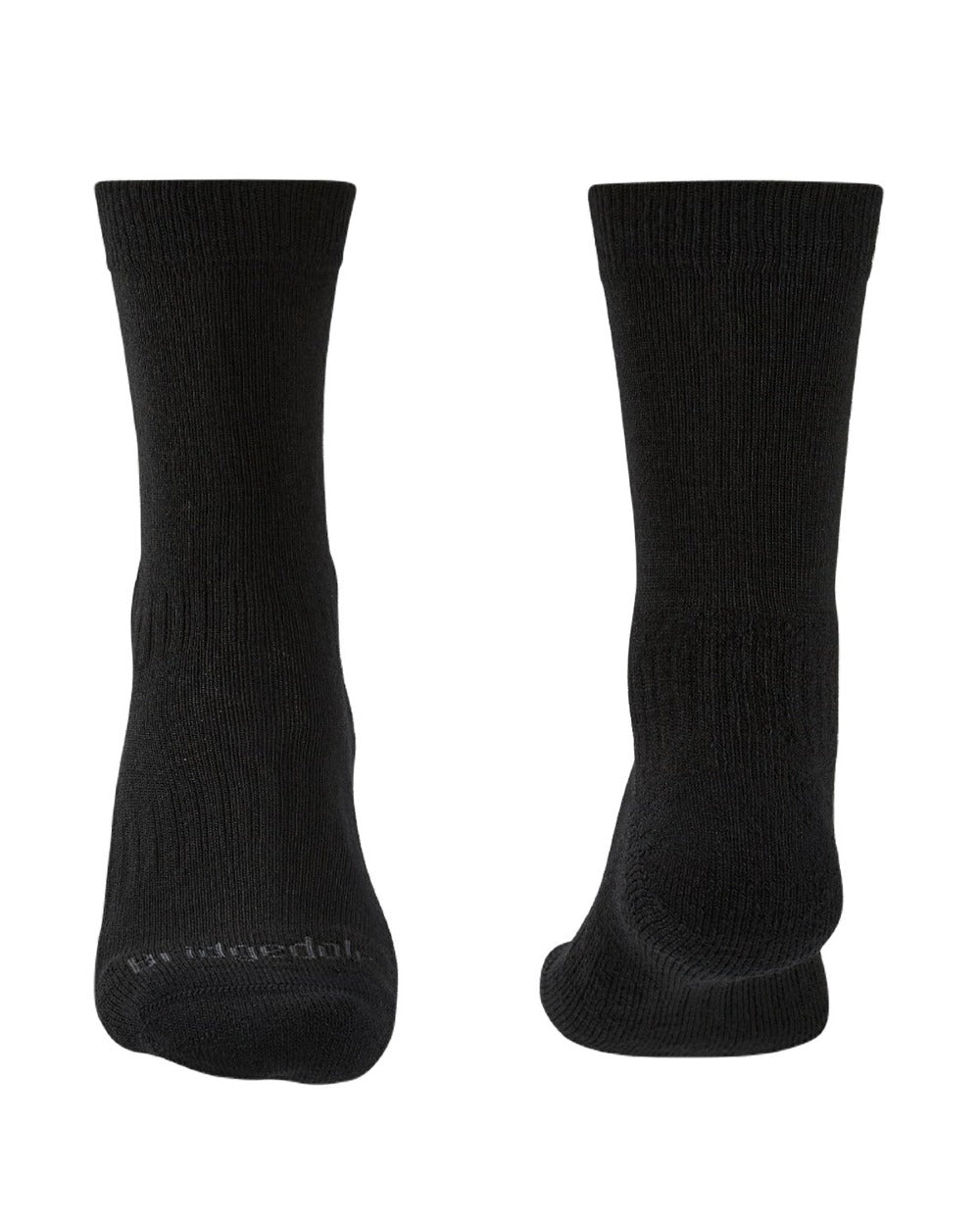 Black coloured Bridgedale Lightweight Merino Performance Boot Socks on white background