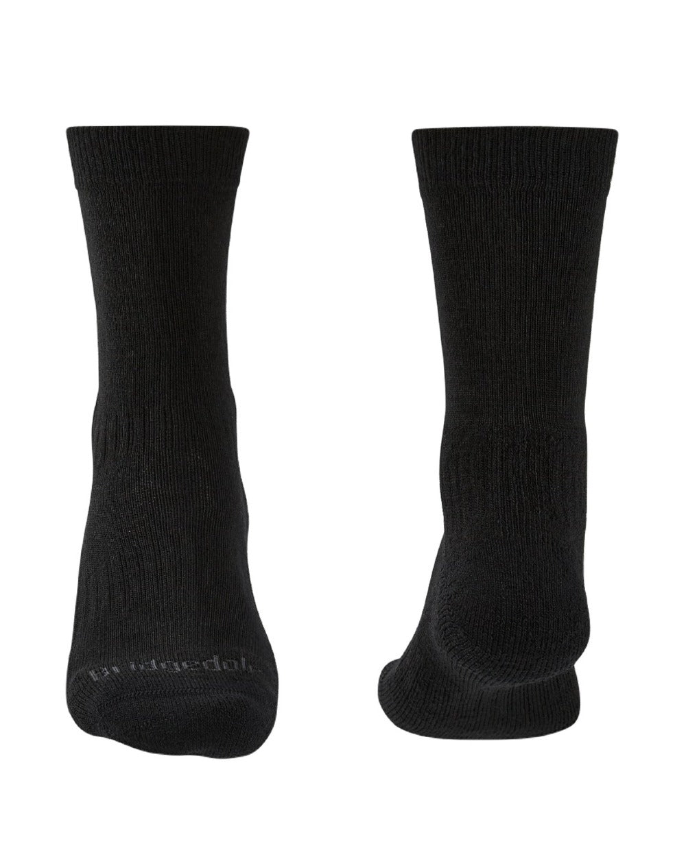 Black coloured Bridgedale Lightweight Merino Performance Boot Socks on white background 