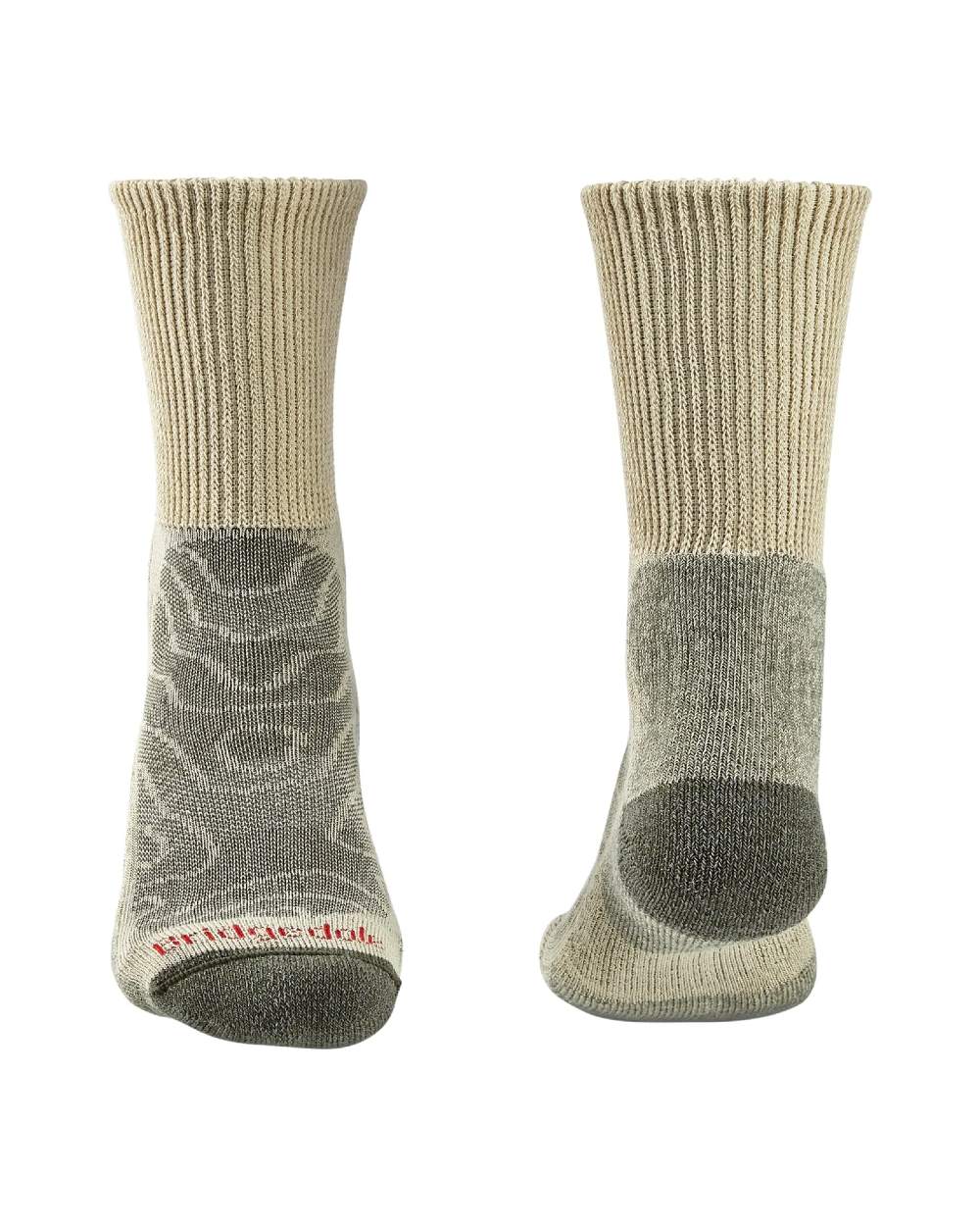 Natural coloured Bridgedale Mens Lightweight Merino Comfort Socks on a white background