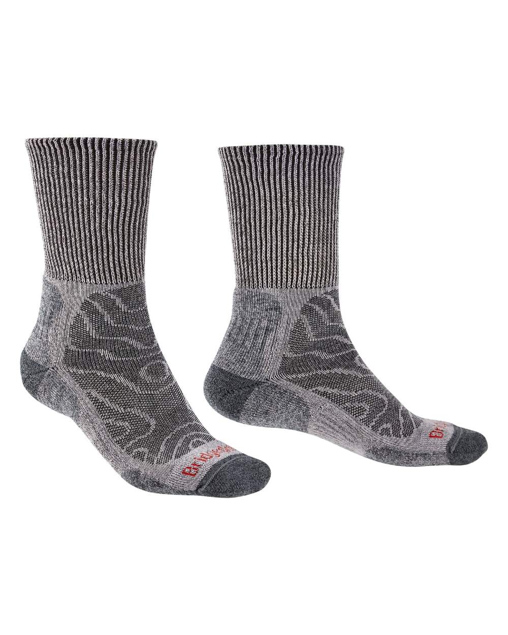 Grey coloured Bridgedale Mens Lightweight Merino Comfort Socks on a white background