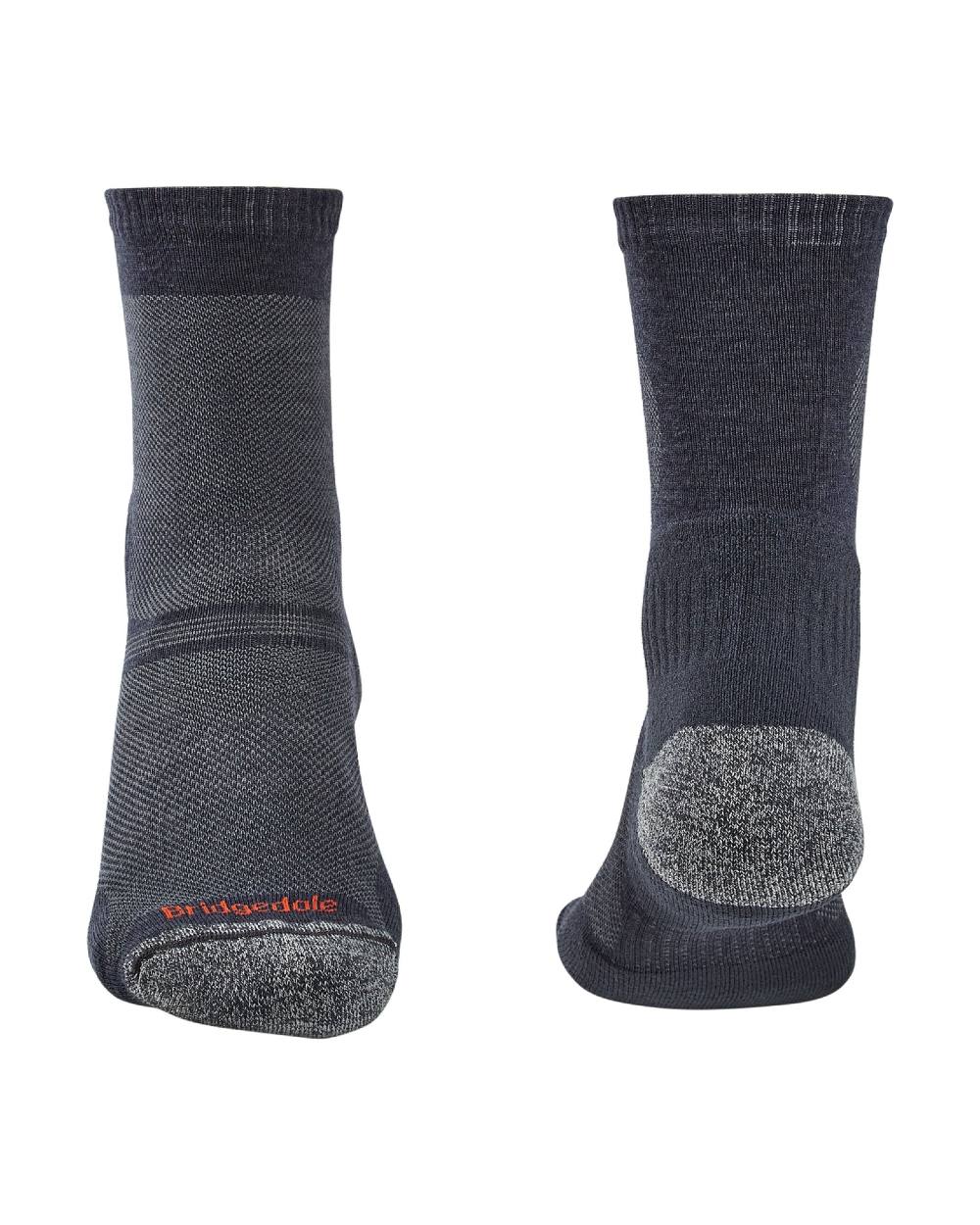 Navy coloured Bridgedale Ultra Light Merino Performance Crew Socks on white background
