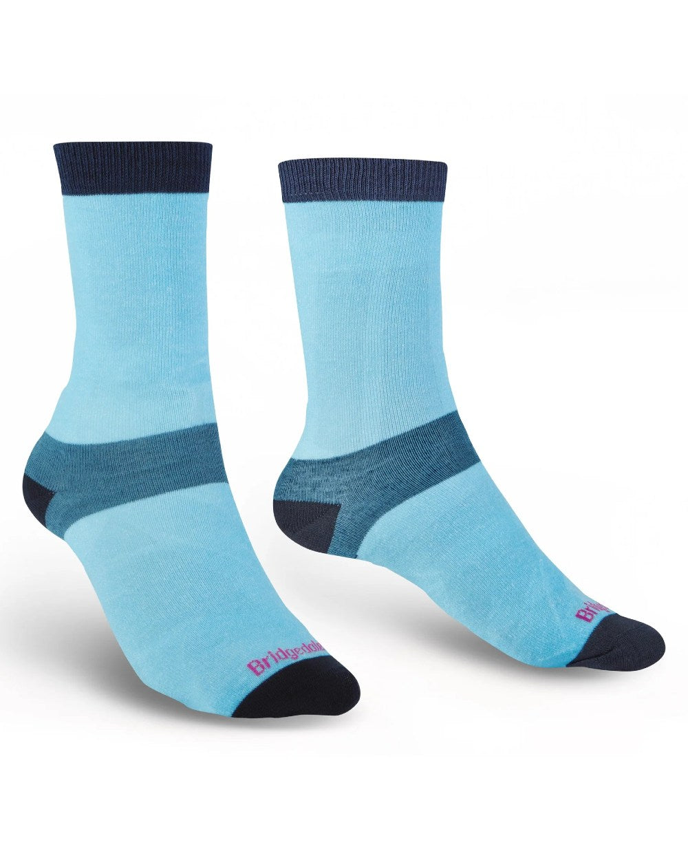 Sky coloured Bridgedale Womens Base Layer Coolmax Liner Socks - Twin Pack on white background