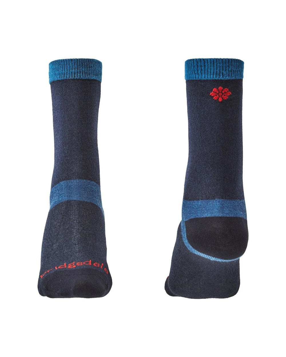 Navy coloured Bridgedale Womens Base Layer Coolmax Liner Socks - Twin Pack on white background