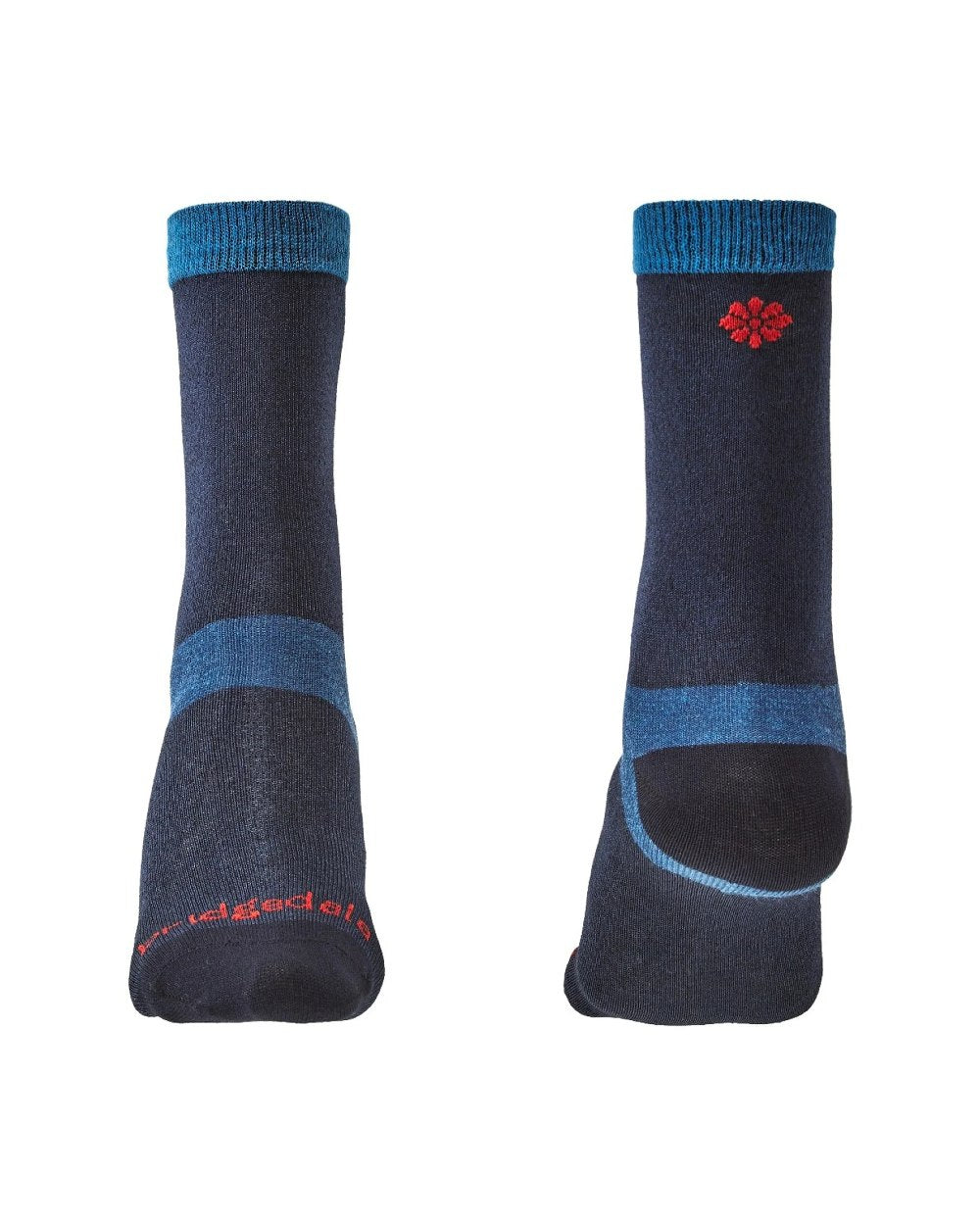 Navy coloured Bridgedale Womens Base Layer Coolmax Liner Socks - Twin Pack on white background 