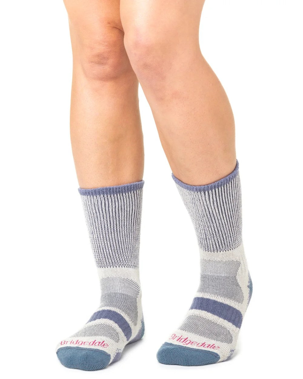 Smoky Blue coloured Bridgedale Womens Lightweight Coolmax Comfort Socks on white background