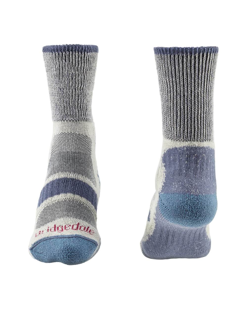 Smoky Blue coloured Bridgedale Womens Lightweight Coolmax Comfort Socks on white background
