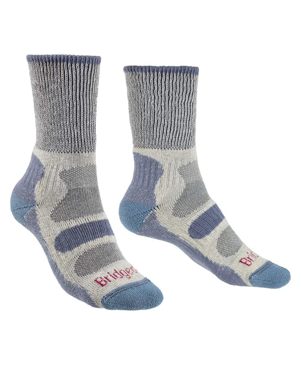 Smoky Blue coloured Bridgedale Womens Lightweight Coolmax Comfort Socks on white background