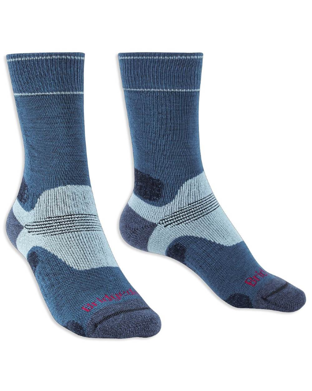 Blue Sky Coloured Bridgedale Womens Midweight Merino Performance Socks On White Background