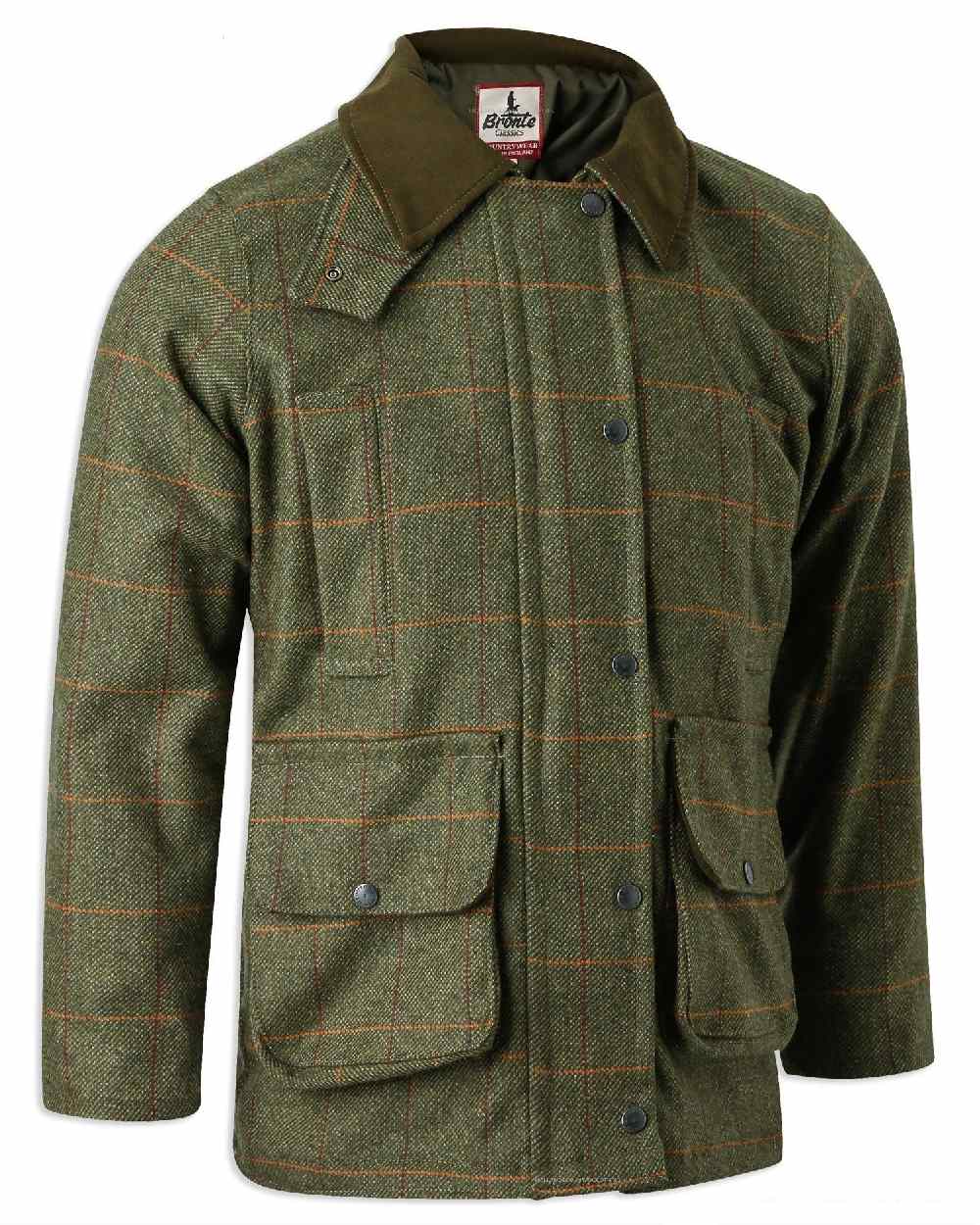 Dark Green coloured Bronte Ladies Crompton Tweed Field Coat on white background