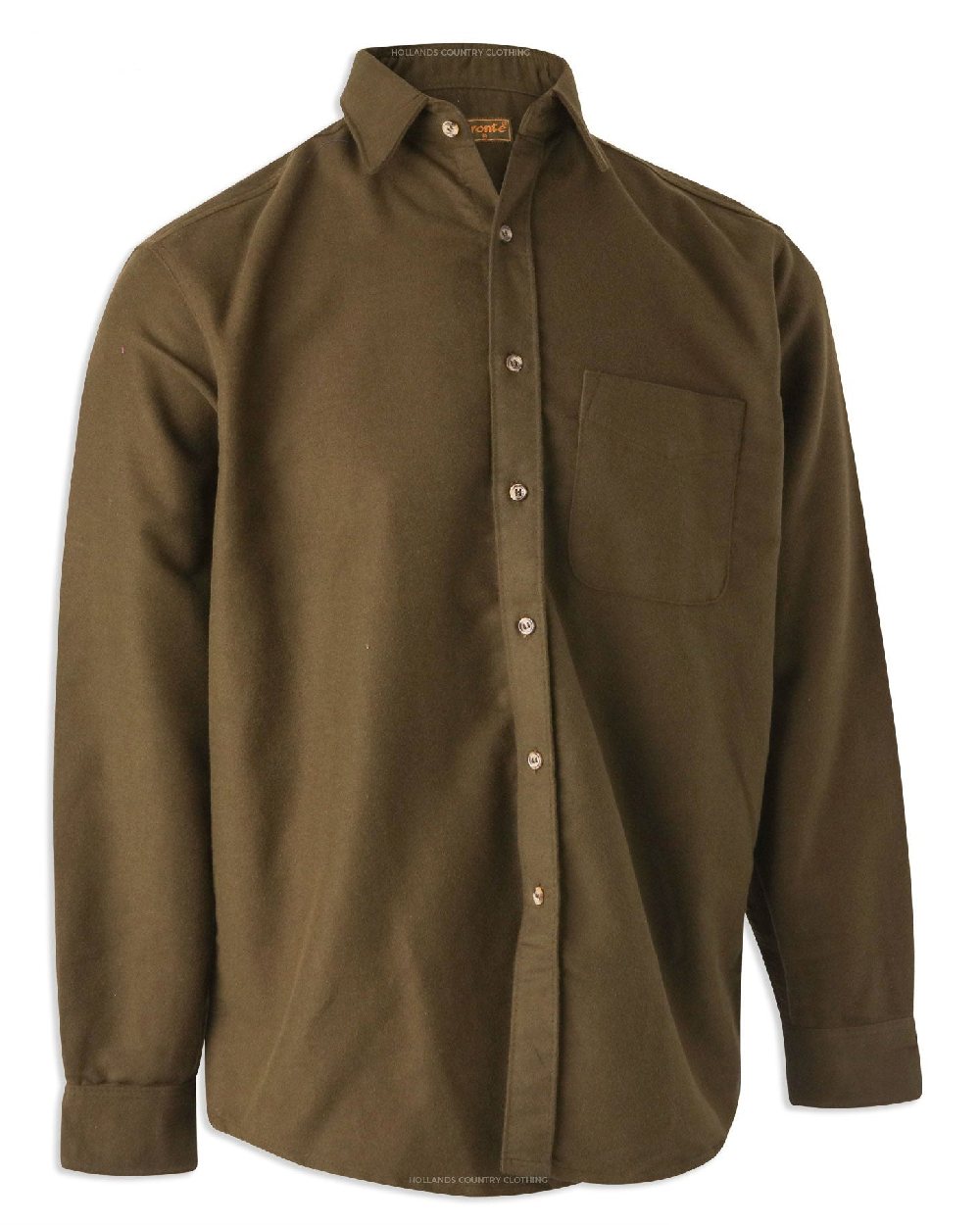 Green coloured Bronte Moleskin Shirt on white background