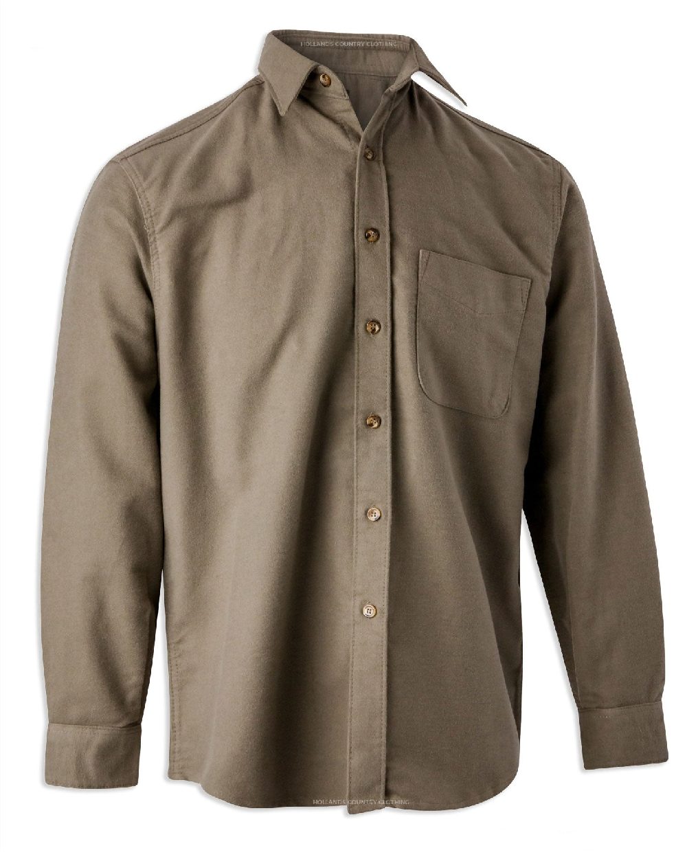 Lovat Lichen coloured Bronte Moleskin Shirt on white background