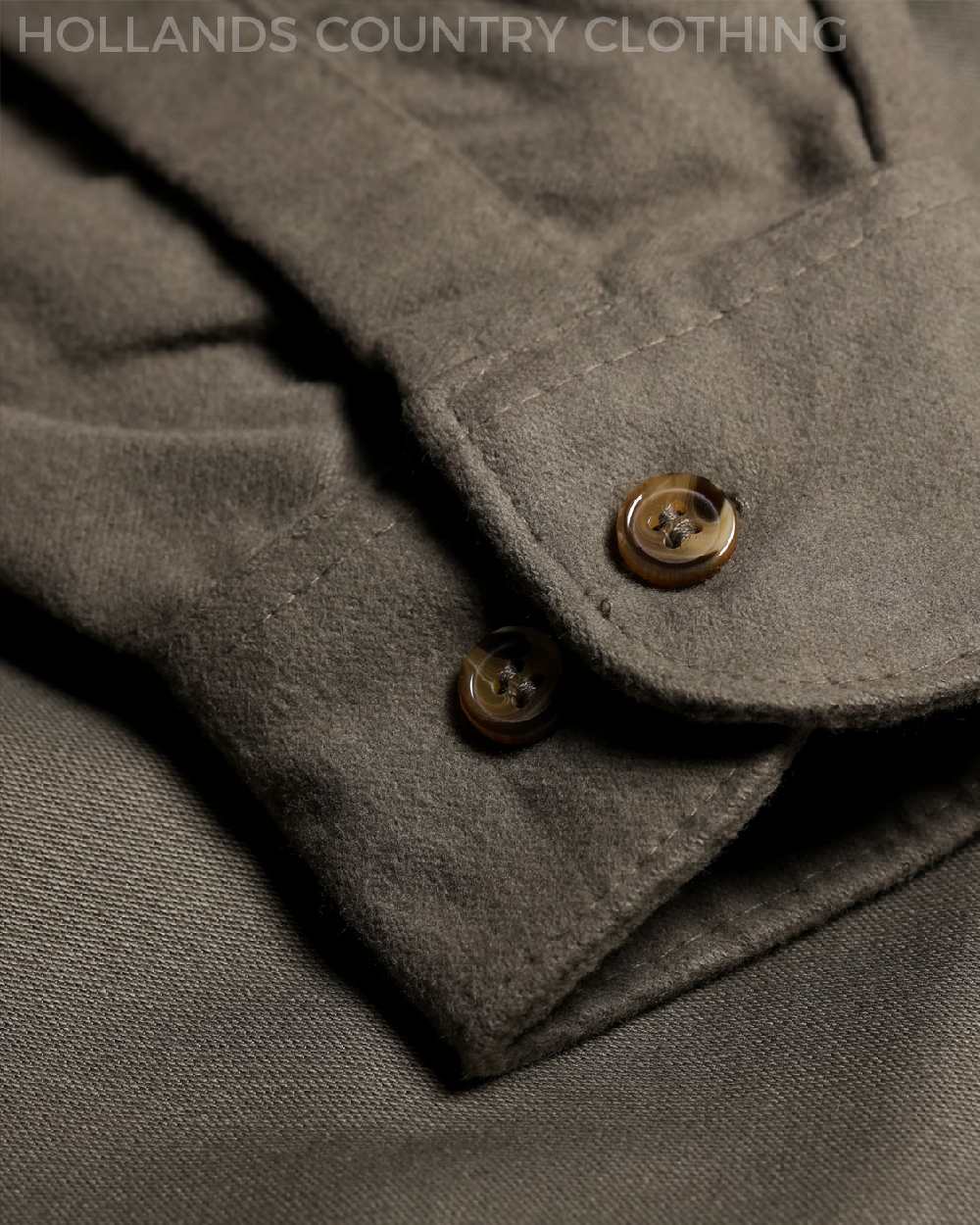 Lovat Lichen coloured Bronte Moleskin Shirt on white background