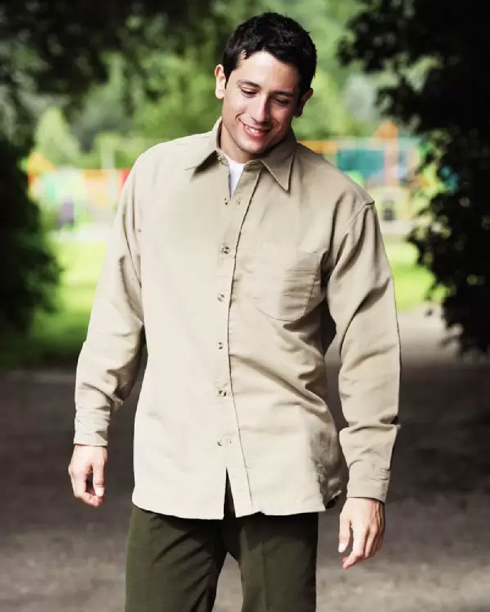 Lovat coloured Bronte Moleskin Shirt on white background