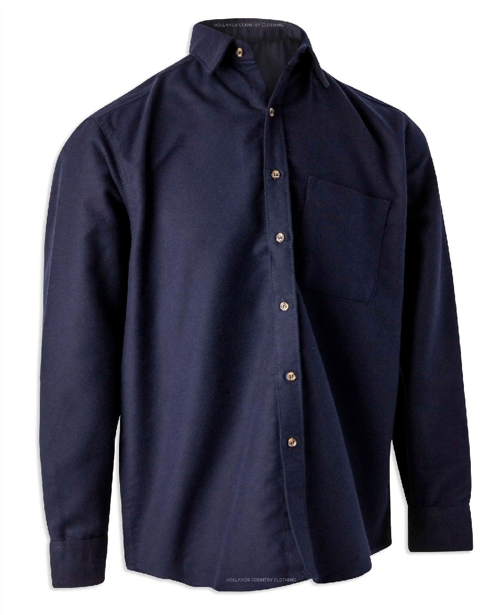 Navy coloured Bronte Moleskin Shirt on white background