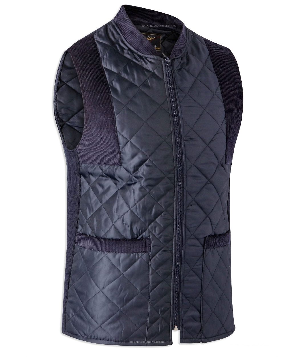 Navy coloured Bronte Quilted Bodywarmer on white background