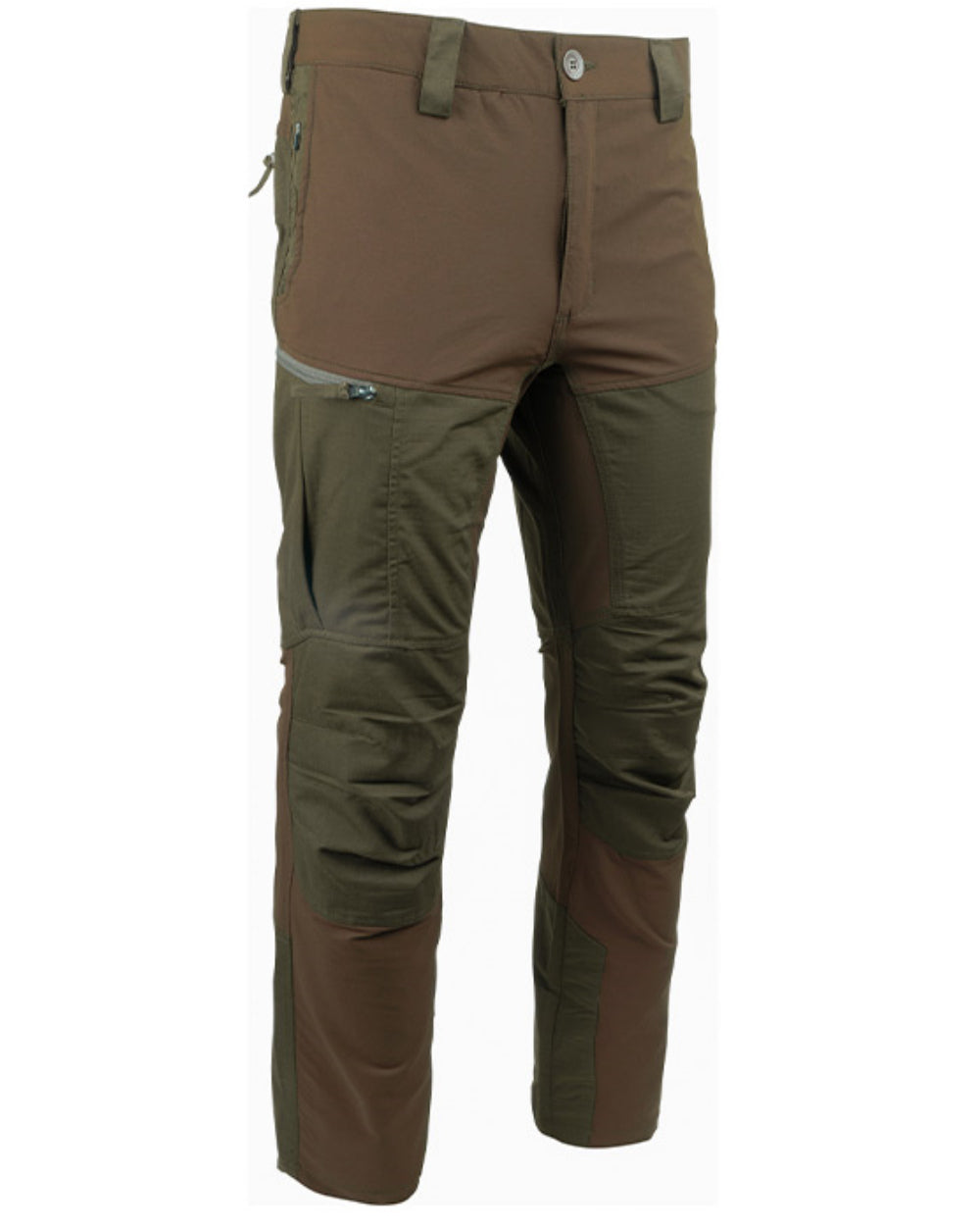 Brown Coloured Jack Pyke Technical Hybrid Trousers On A White Background 