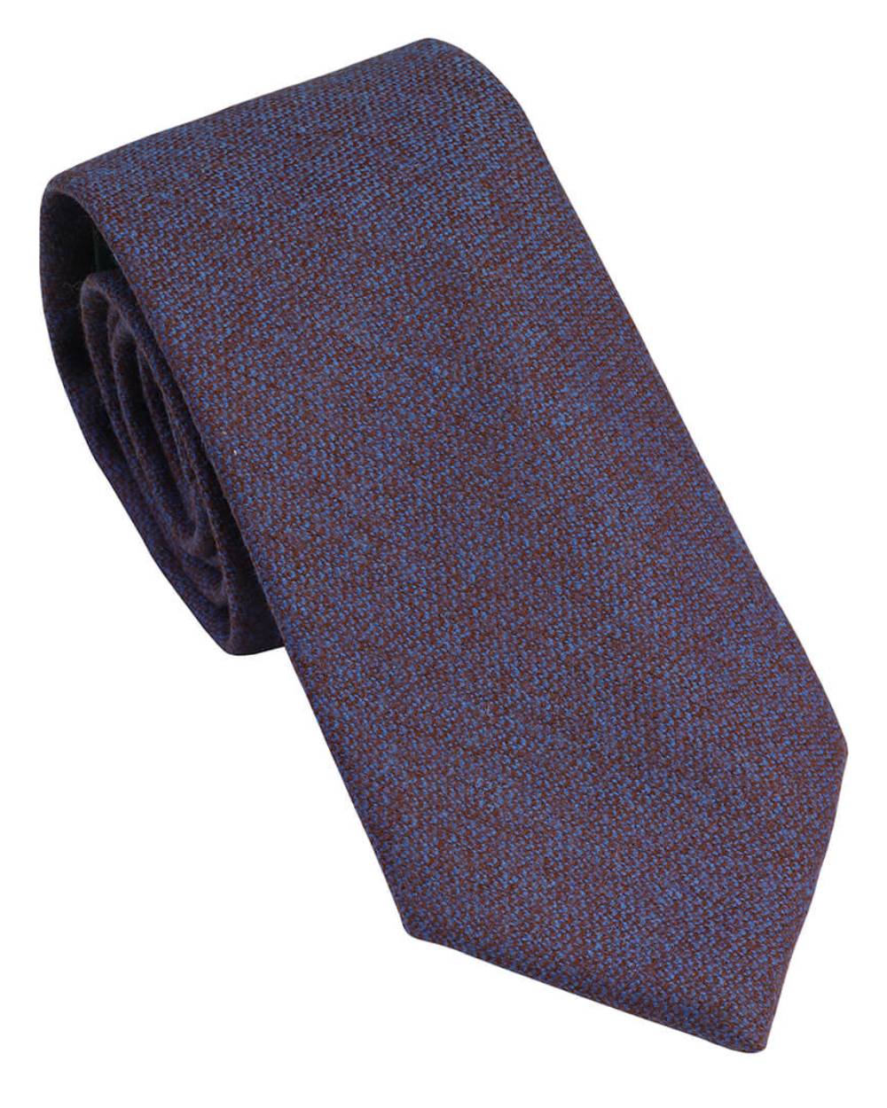 Brownie/Blue Coloured Laksen Celtic Tweed Tie On A White Background 
