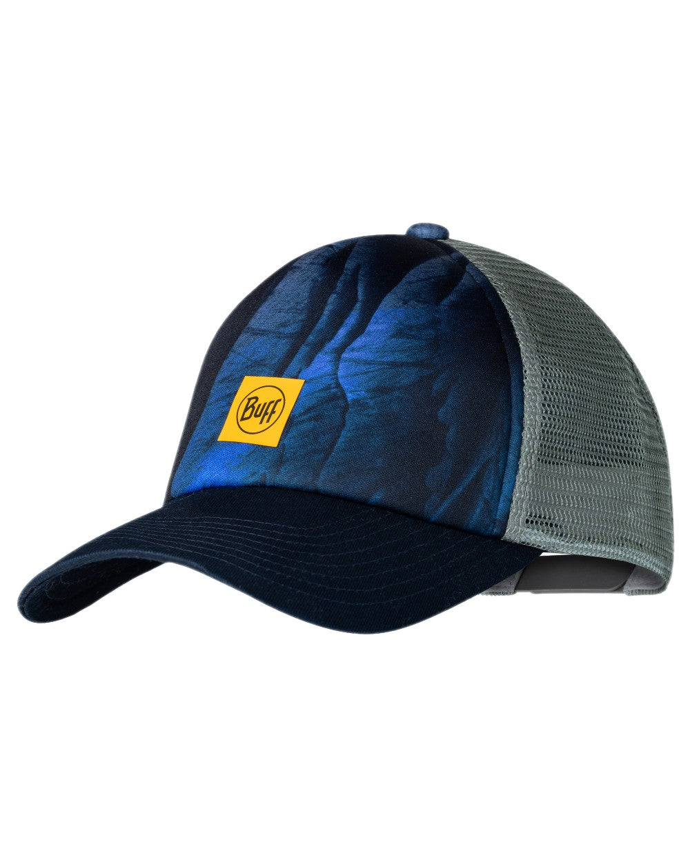 Blue Coloured Buff Arius Pro-Team Trucker Cap on white background
