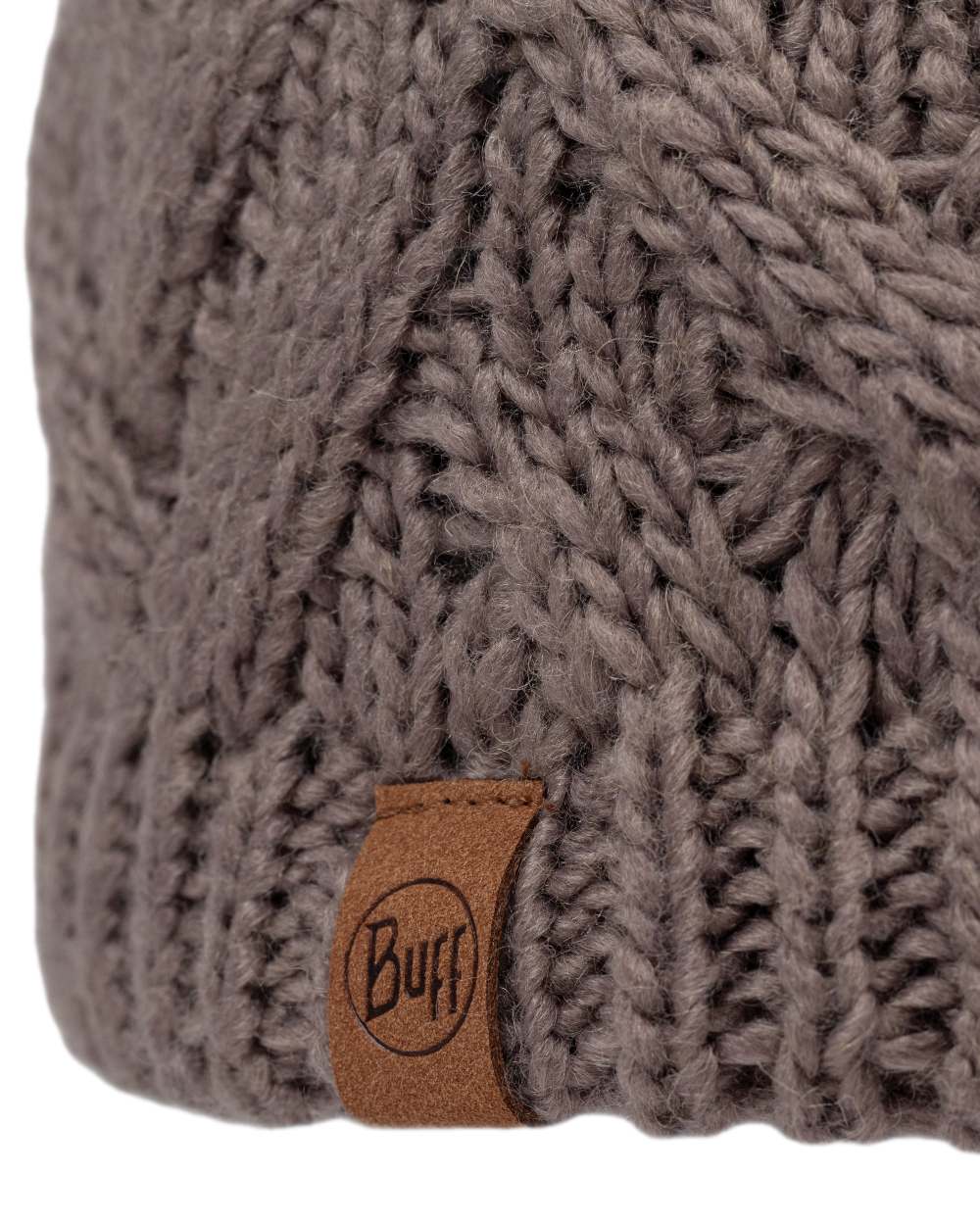 Cobblestone Coloured Buff Caryn Knitted And Fleece Band Beanie on white background