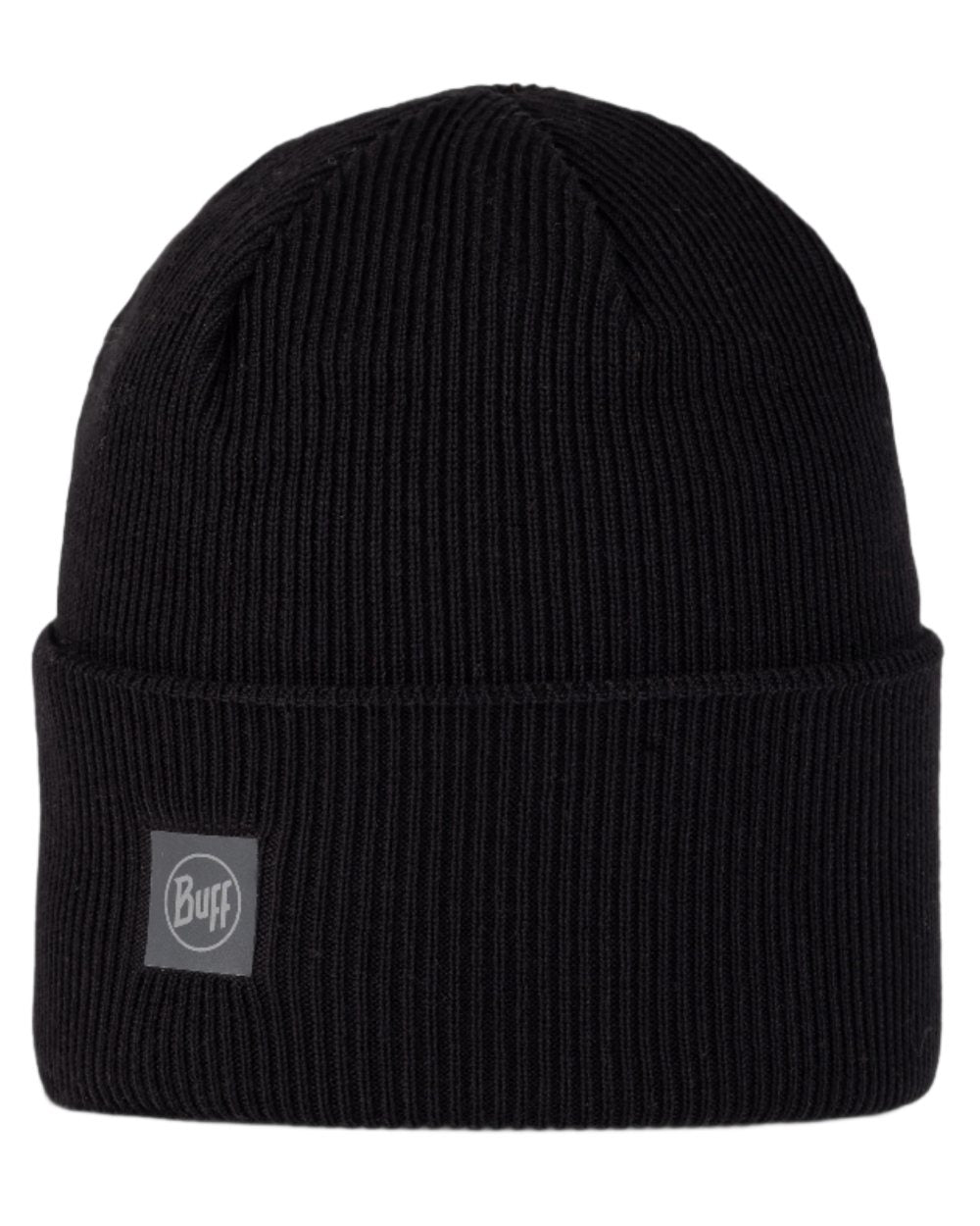 Black Coloured Buff CrossKnit Beanie on white background